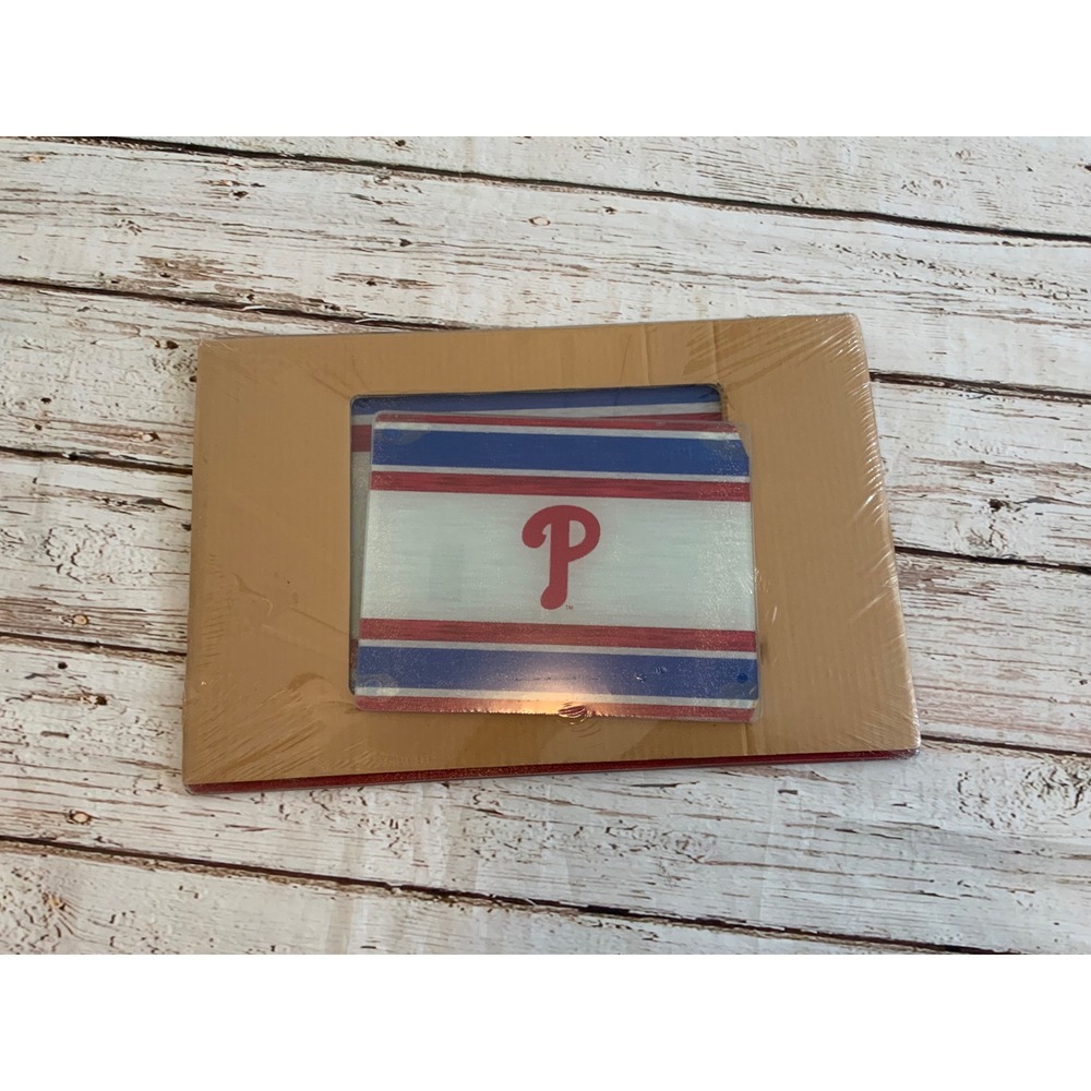 Philadelphia Phillies MLB Glass Cutting Board Set 2 Piece R-W-B Logo NEW HTF